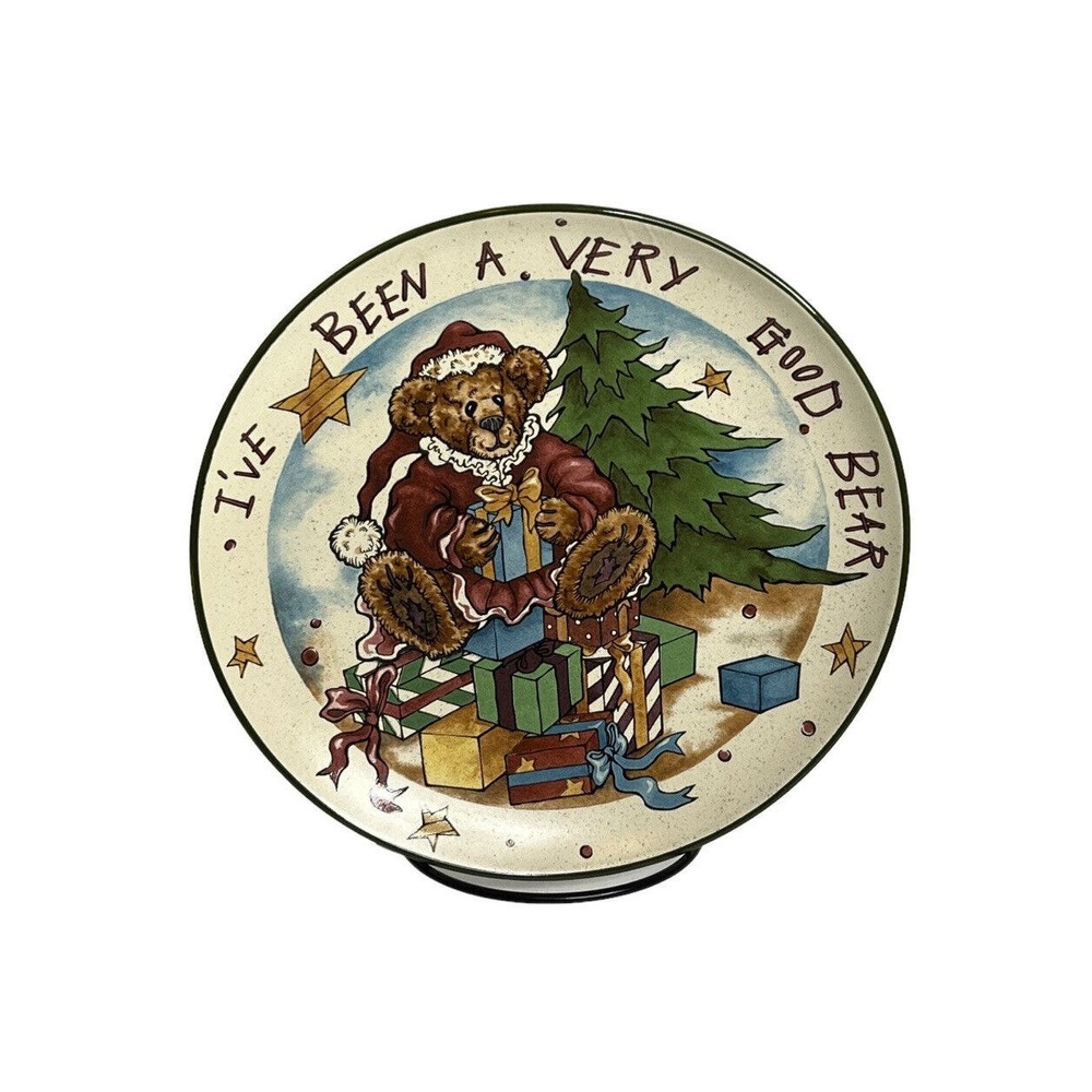 Boyds Bears 8" Christmas Plate I've Been A Very Good Bear 2001 Bearware Pottery‎